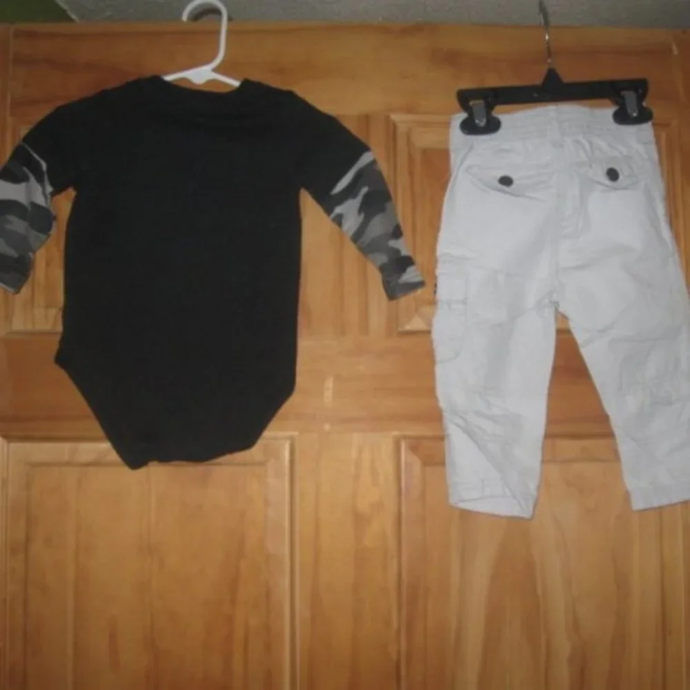 5/$30 Boys Long Sleeve Bodysuit and Cargo Pants
